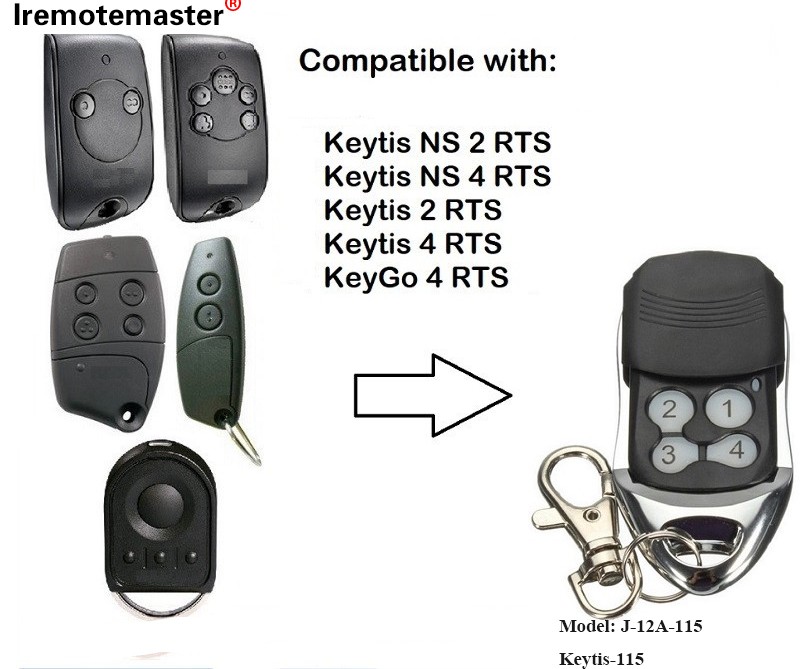 Dla Keytis NS 2 RTS Keytis NS 4 RTS Pilot do bramy garażowej 433.42 MHz